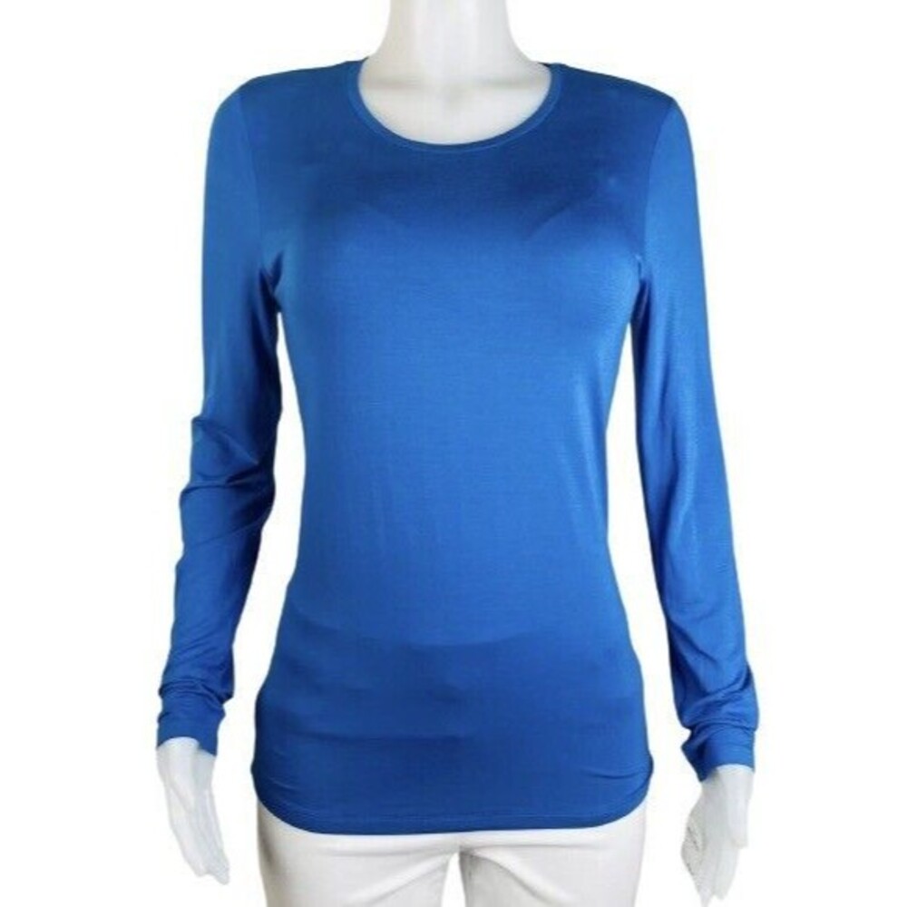 F. Neiman Marcus T- Shirt Size S Blue Tee Long Sleeve Blouse Top NWT $138